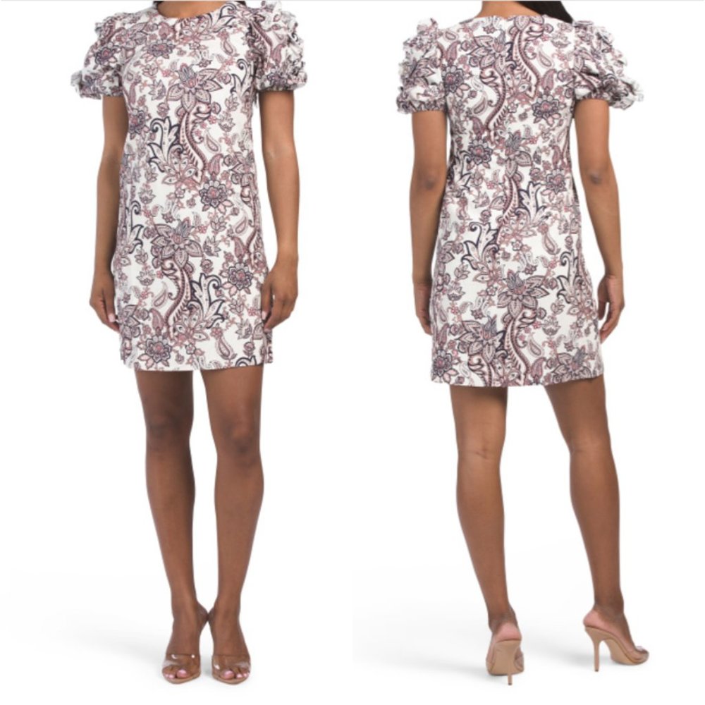 ELIZA J Ruffle Puff Sleeve Printed Dress